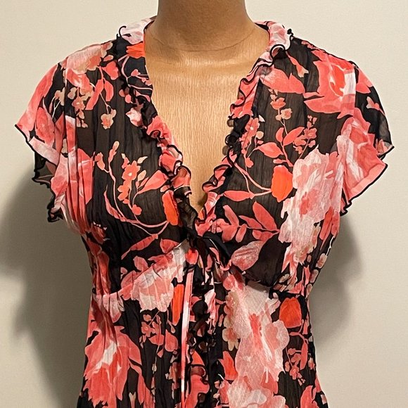 Ricki's Floral Black and Pink Top - Picture 3 of 7